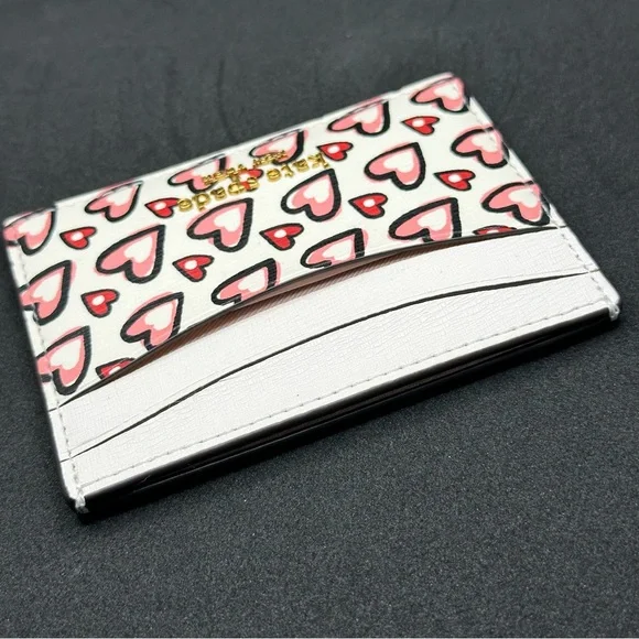 Kate Spade New York Morgan Heart Print Card Holder Cream Multi - Picture 7 of 9